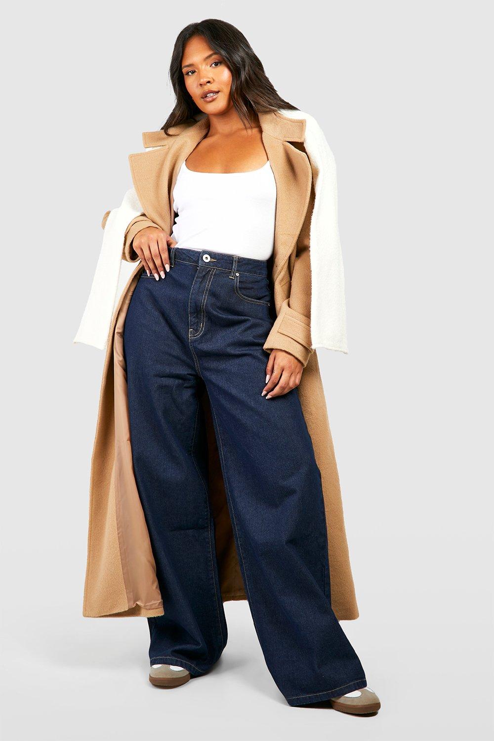 Dark blue wide leg hot sale jeans